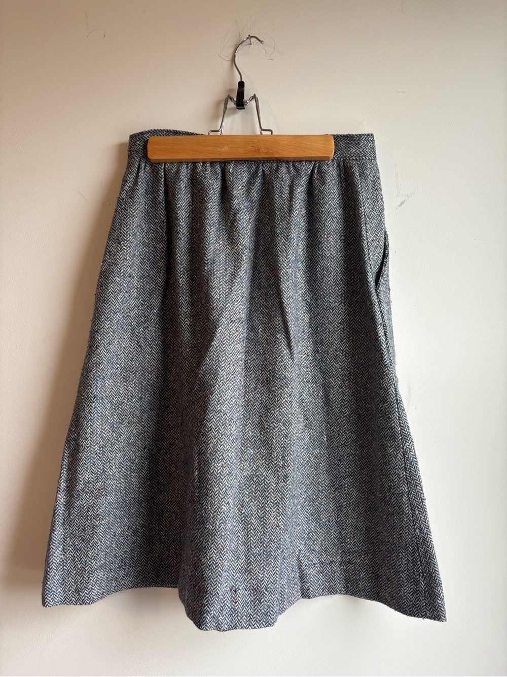 Gray Herringbone A-Line Skirt